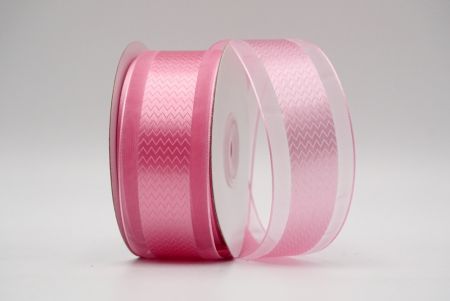 Розовая зубчатая атласная лента с прозрачным центром_K1746-150